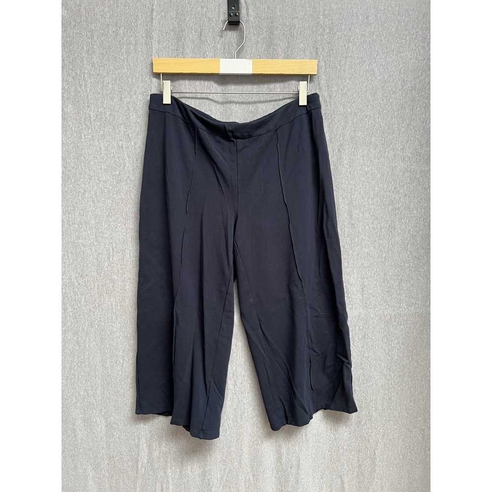 J.Jill Wearever Collection Wide Leg Cropped Pants Navy Blue Womens Sz MP Pull On